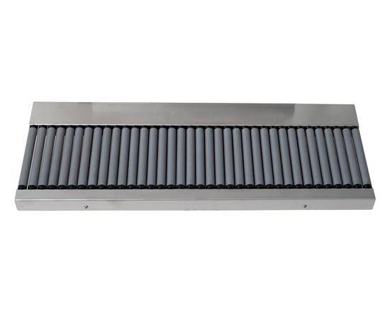 Roller table for Contimed D 660(V)/D 662/ D 666 - The Roller table is ideal to guide the pouches more easily through the validatable rotary sealers (Contimed series). Extra support of the pouches will accommodate to make a straight seal, especially when pouches have more weight (the weight of the pouches will not have a direct impact anymore on the smooth processing of the pouches running through the heating elements when being supported).




